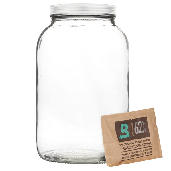kitchentoolz Smell Proof Jar Glass Container With Airtight Metal Lid Includes 2 Way Humidity